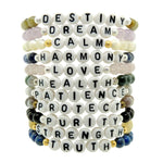 Dana Levy Spiritual Healing Gemstone Bead Bracelet - White Letters Stack