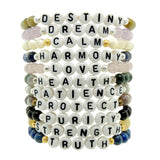 Dana Levy Spiritual Healing Gemstone Bead Bracelet - White Letters Stack