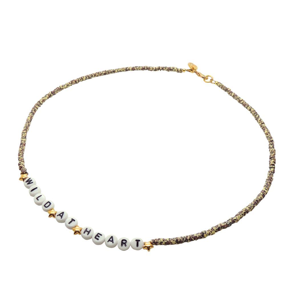 Dana Levy Limited Edition Personalised Name Alphabet Bead Animal Print Necklace - Wild At Heart / Giraffe Print