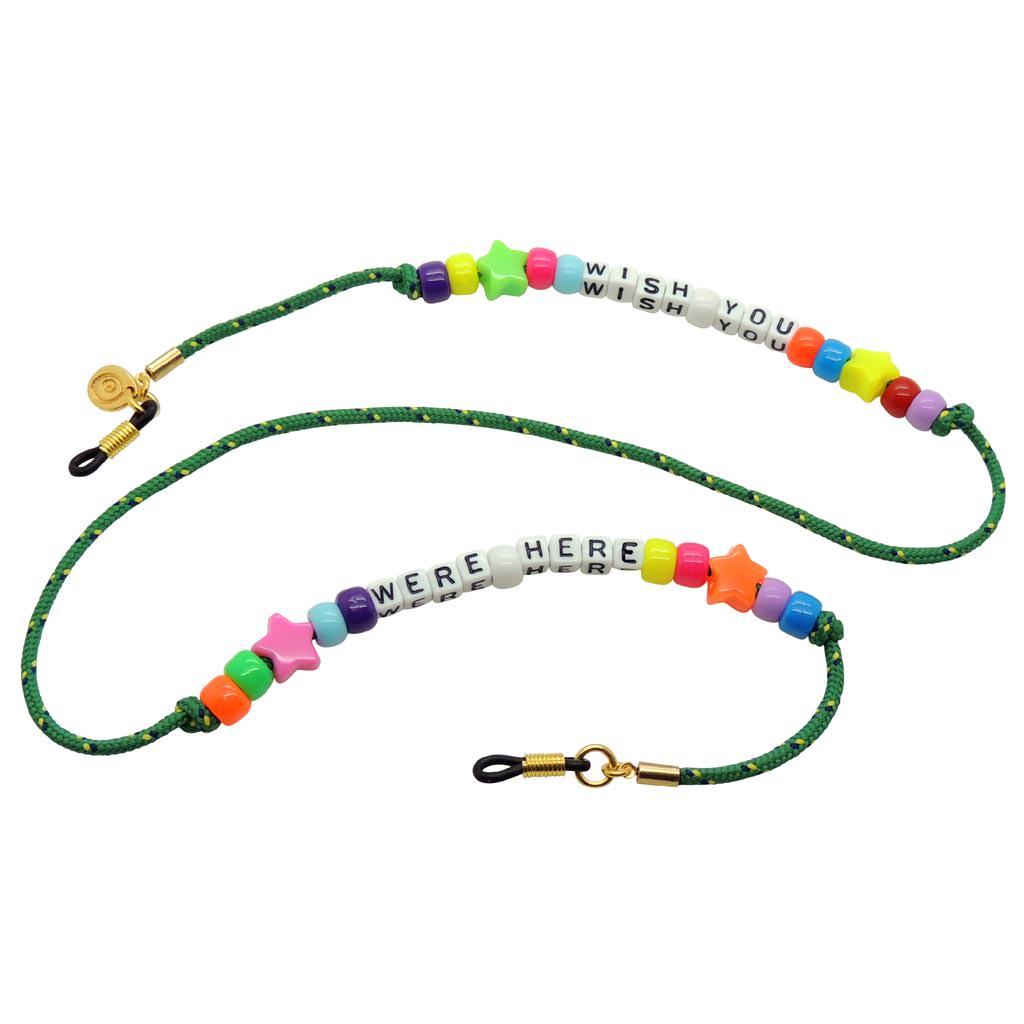 Dana Levy Personalised Star Bright Glasses Cord Chain - Wish You Were Here / Green Cord