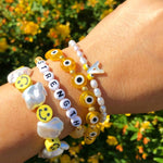 Dana Levy Smiley Charm Freshwater Pearl Bracelet - Yellow Bracelets Wrist Stack
