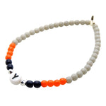 Dana Levy Initial Alphabet Letter Charm Glass Bead Bracelet - Letter Y Navy Orange Grey