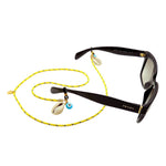 Dana Levy Seashell Charm Nautical Cord Glasses Chain - Yellow Cord Turquoise Evil Eye