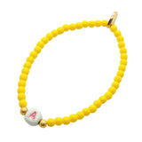 Dana Levy Limited Edition Enamel Initial Charm Glass Bead Bracelet - White A Yellow Glass Bead