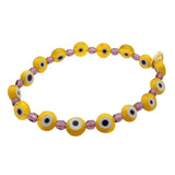 Dana Levy Mini Faceted Glass Evil Eye Charm Bracelet - Yellow Evil Eye Amethyst Faceted Glass Beads Gold Plate