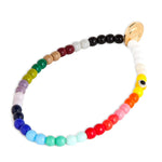 Dana Levy Round Mini Evil Eye Charm Rainbow Glass Bead Bracelet - Yellow