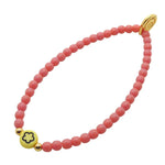 Dana Levy Multicolour Mini Flower Symbol Charm Glass Bead Bracelet - Yellow Flower / Gold Plate / Dark Rose Glass Beads