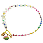 Dana Levy Beach Charms Rainbow Jade Freshwater Pearl Necklace - Yellow Clasp