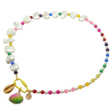 Dana Levy Beach Charms Rainbow Jade Freshwater Pearl Necklace - Yellow Clasp