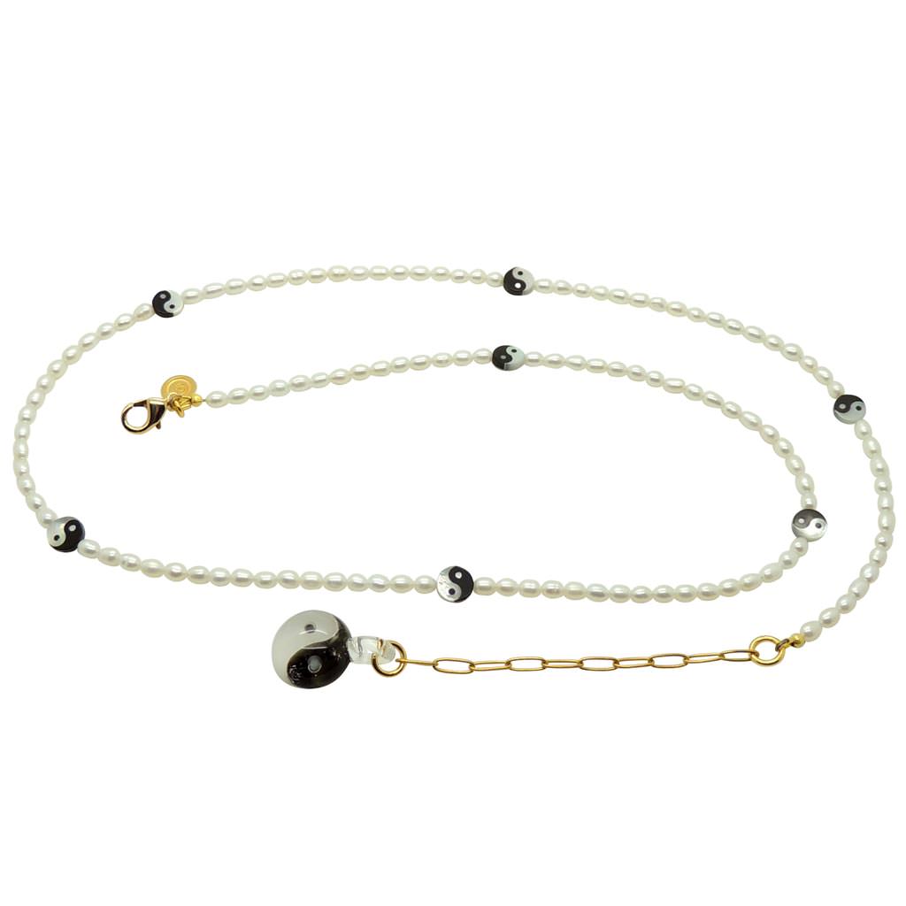 Dana Levy Yin Yang Charm Freshwater Pearl Belly Chain - Gold plate