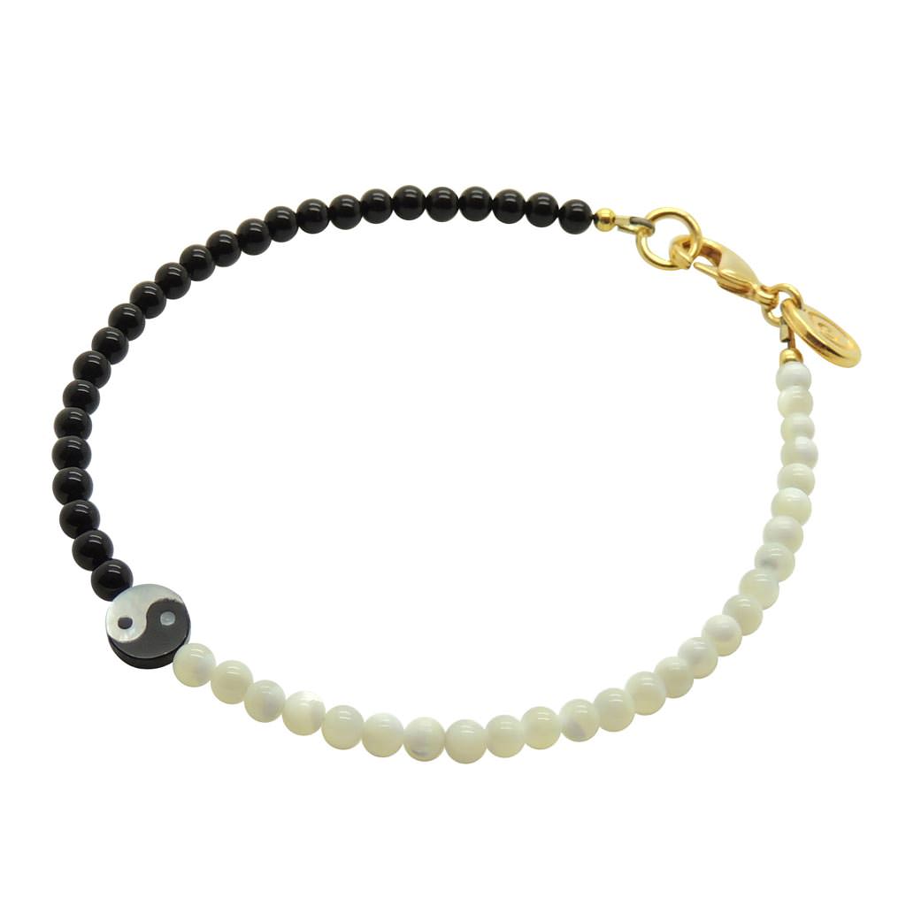 Dana Levy Yin Yang Charm Gemstone Duo Anklet - Gold Plate