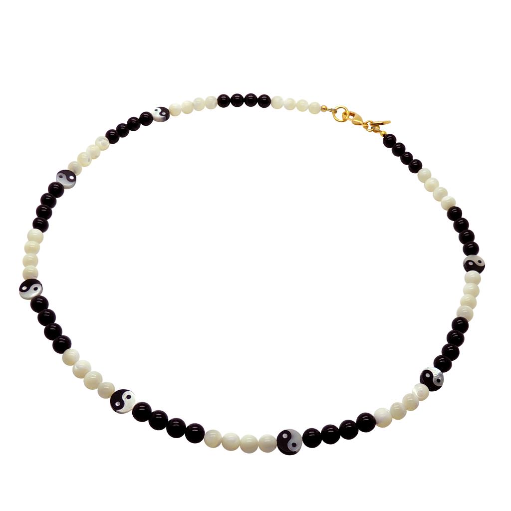 Dana Levy Yin Yang Charm Gemstone Bead Necklace - Gold Plate