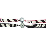 Dana Levy Multicolour Glass Evil Eye Amulet Wild Silk Ribbon Wrap Bracelet - Zebra Print Duo