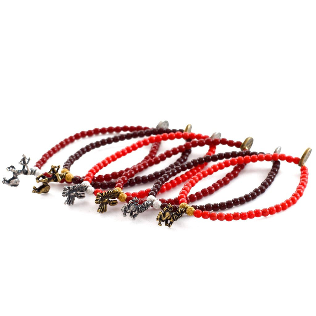 Dana Levy Zodiac Sign Charm Glass Bead Bracelets - Fire