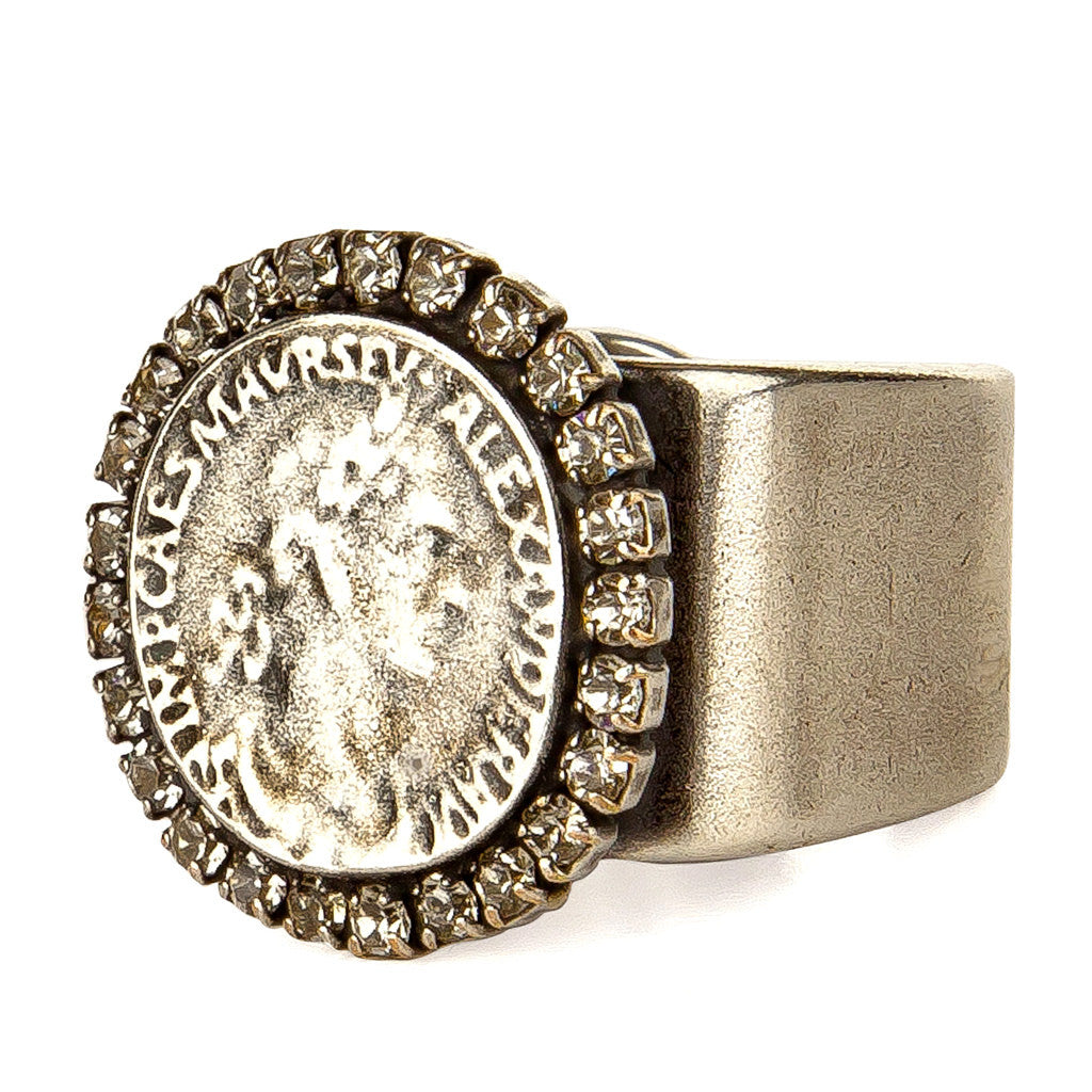 Dana Levy Diamante Ancient Roman Coin Ring - Antique Silver