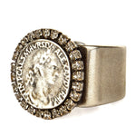 Dana Levy Diamante Ancient Roman Coin Ring - Antique Silver