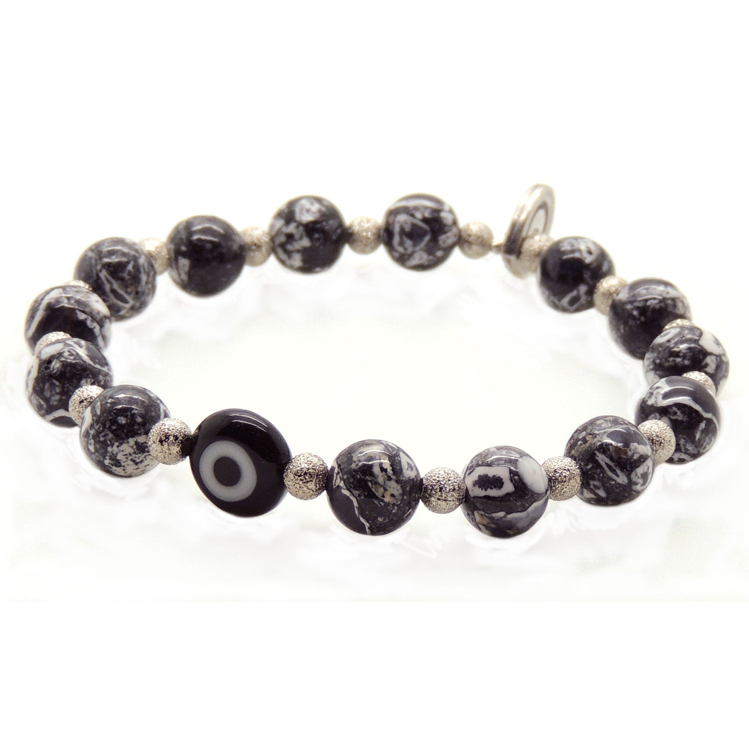 Dana Levy Multicolour Evil Eye Charm Stardust Cracked Agate Bracelet - Black