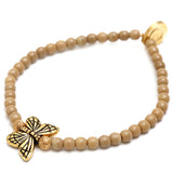 Dana Levy Butterfly Charm Glass Bead Bracelet - Gold Coffee