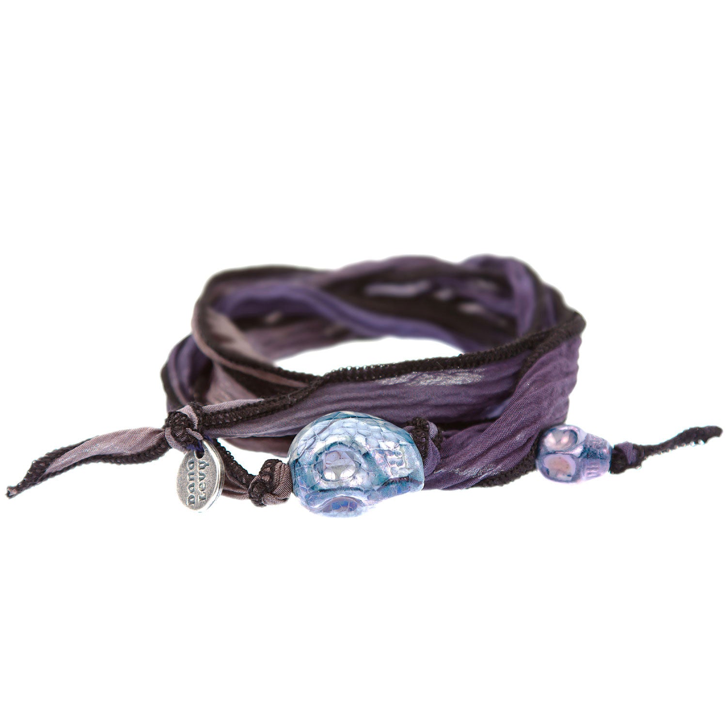 Dana Levy Men's Ceramic Skull Duo Silk Wrap Bracelet
