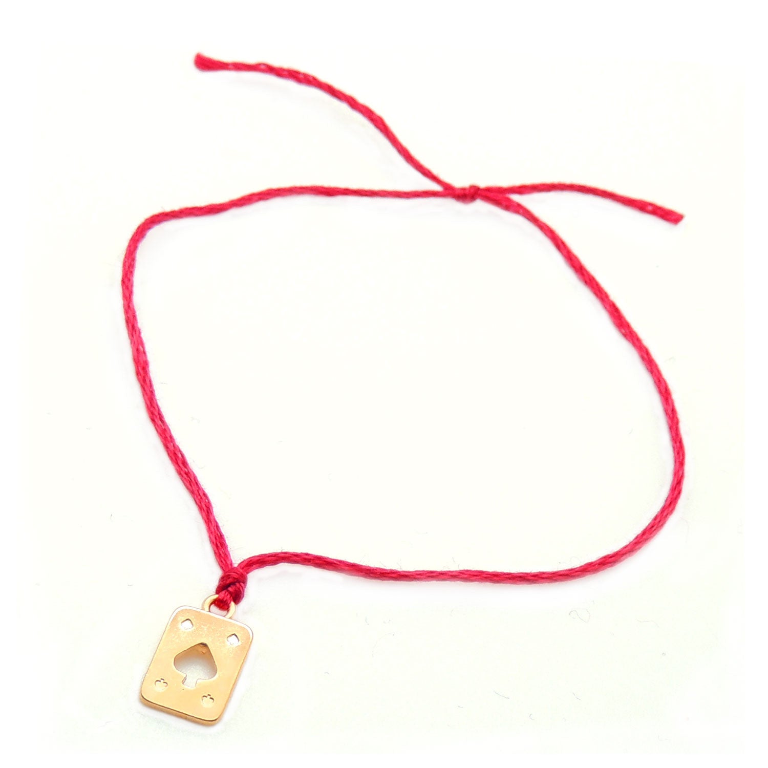 Dana Levy Men's Mini Playing Card Charm Red String Bracelet - Spade