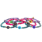 Dana Levy Multicolour Evil Eye Charm Shell Bracelets Mix