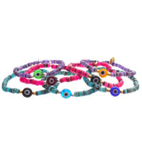 Dana Levy Multicolour Evil Eye Charm Shell Bracelets Mix