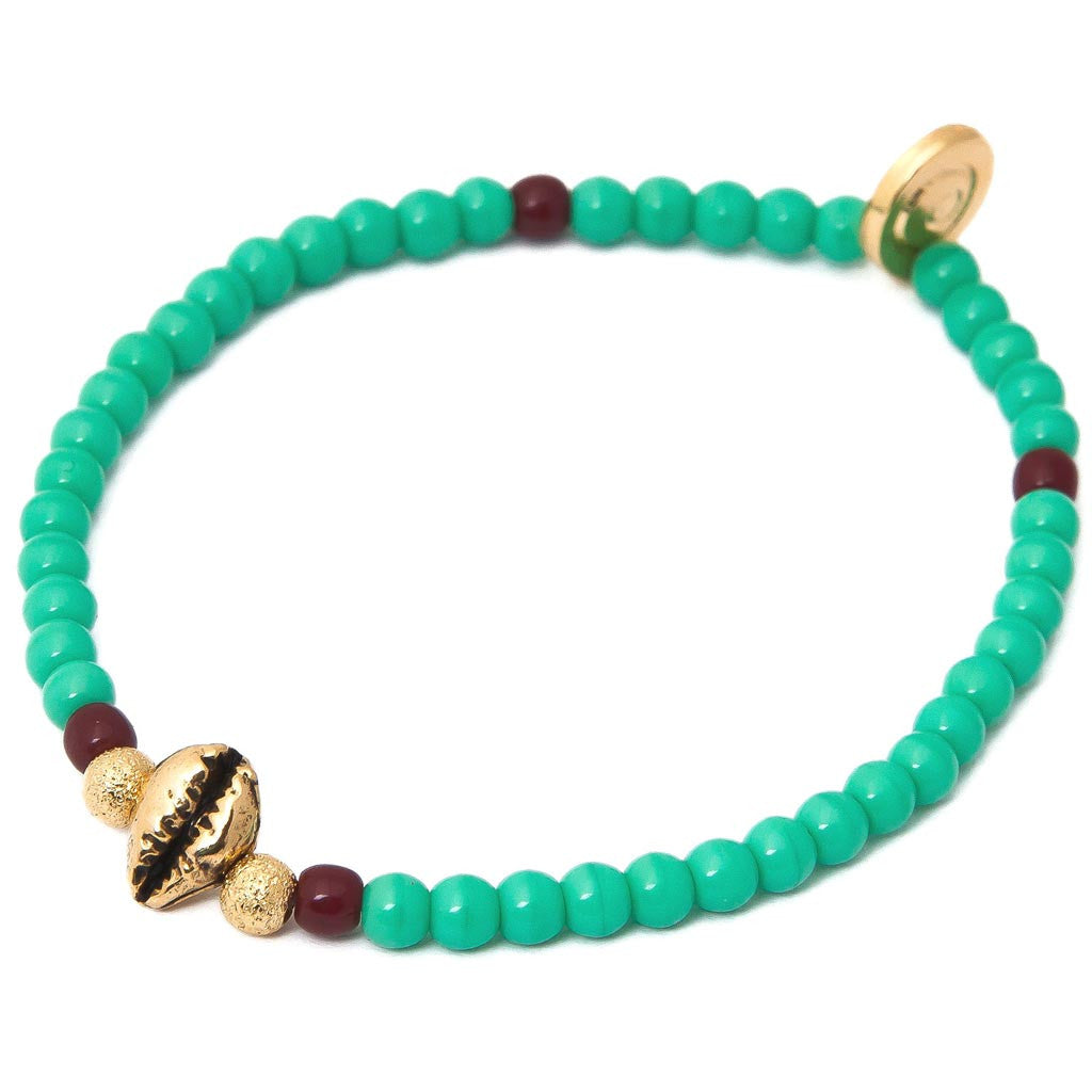 Dana Levy Cowry Shell Charm Glass Bead Bracelet - Aqua