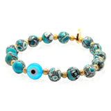 Dana Levy Multicolour Evil Eye Charm Stardust Cracked Agate Bracelet - Turquoise