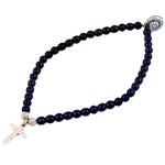 Dana Levy Cross Charm Glass Bead Bracelet - Antique Silver