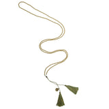 Dana Levy Men's Beaded Tassel Duo Necklace - Green
