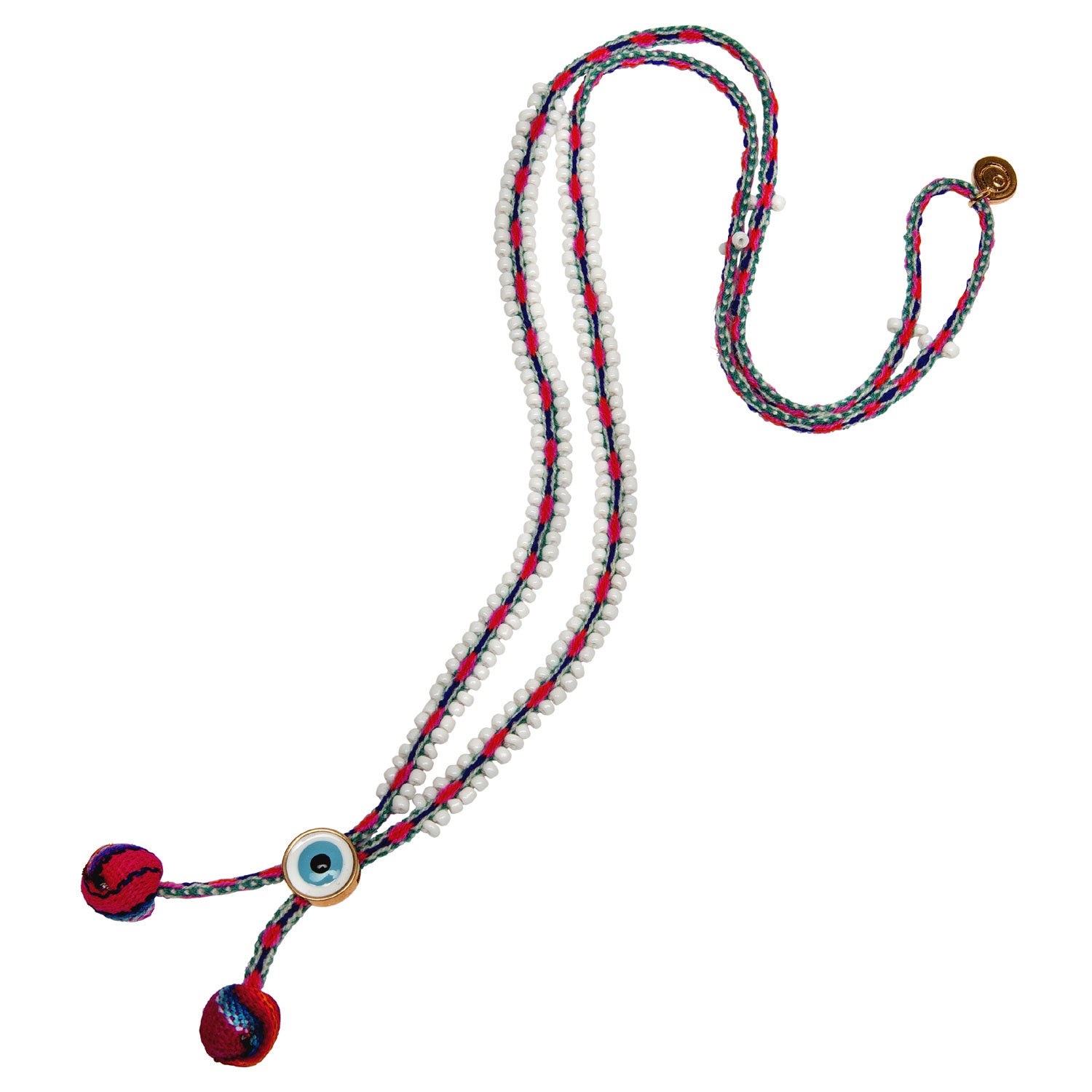 Dana Levy Men's Lima Evil Eye Pom Pom Beaded Necklace - Red
