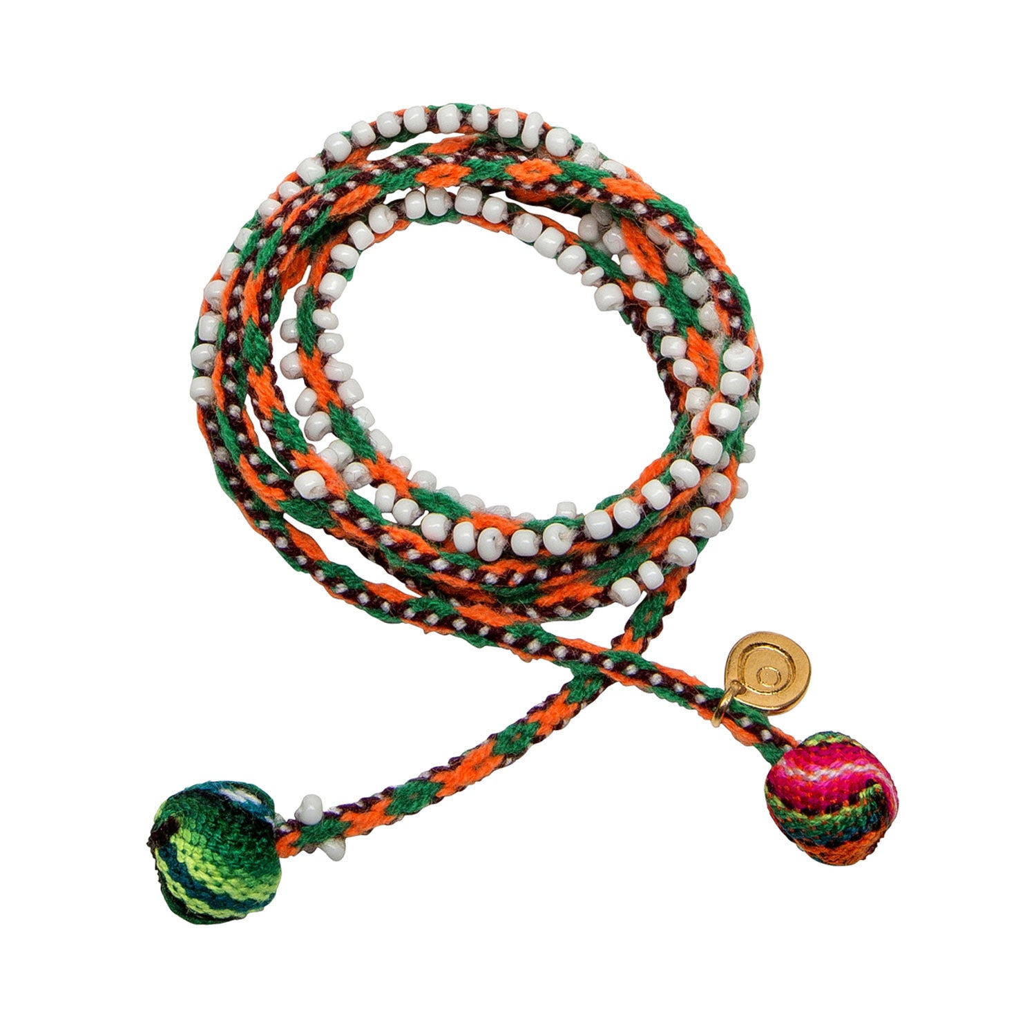 Dana Levy Men's Lima Pom Pom Beaded Wrap Bracelet - Green