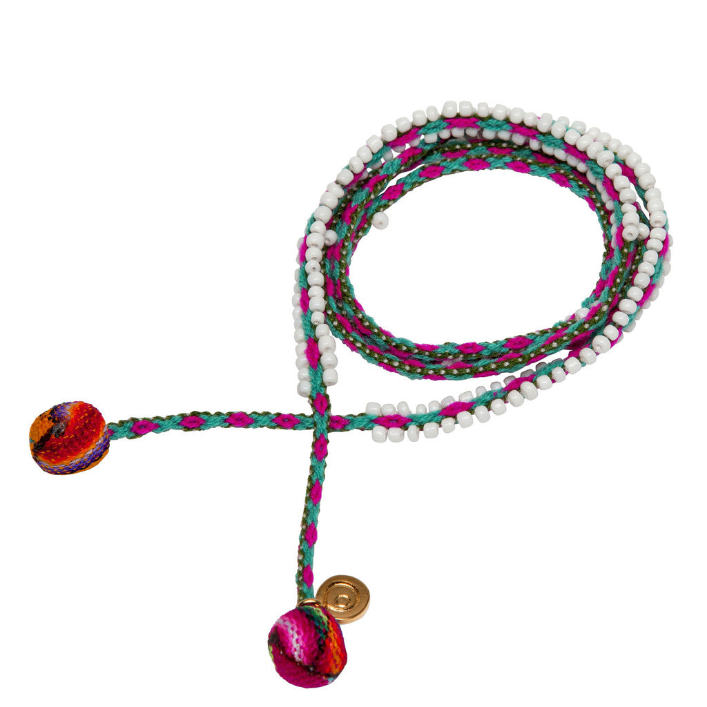 Dana Levy Lima Pompom Beaded Wrap Bracelet - Red