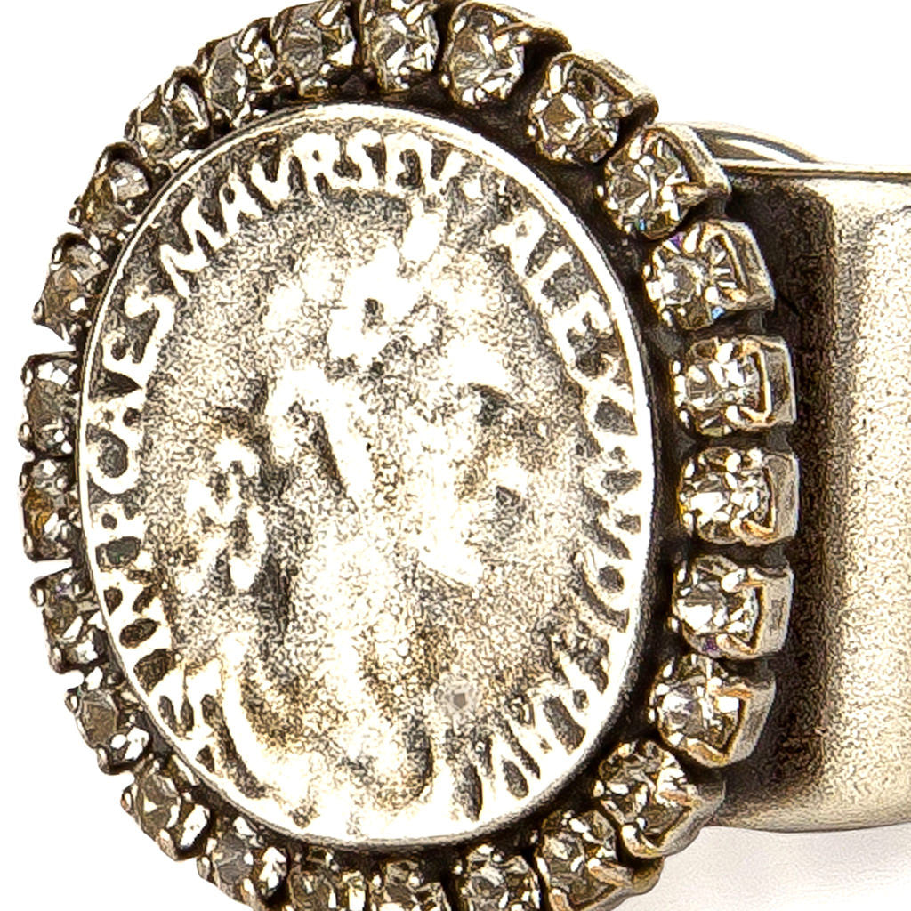 Dana Levy Diamante Ancient Roman Coin Ring - Detail of Antique Silver