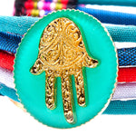 Dana Levy Hamsa Hand Lucky Charm Pompom Bracelet - Aqua Detail