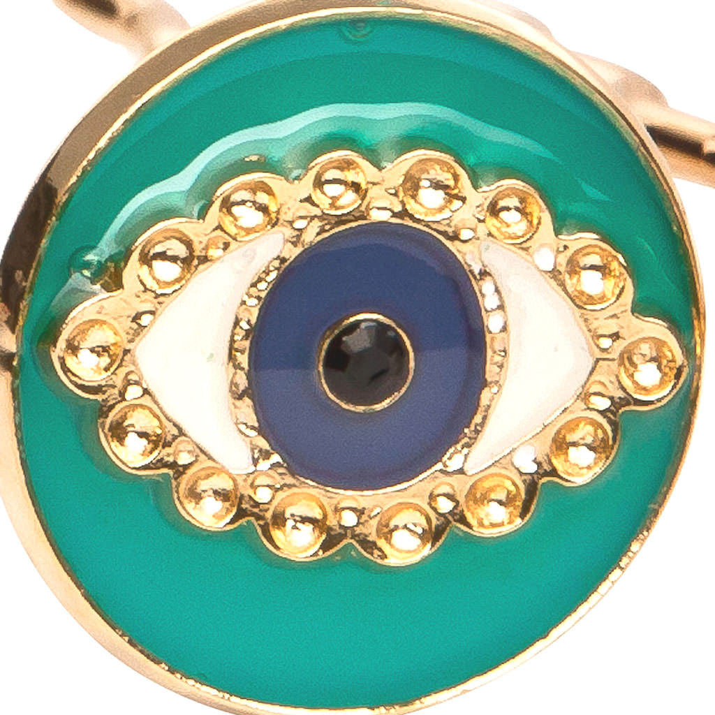 Dana Levy Enamel Evil Eye Charm Hair Pin - Detail Aqua