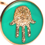 Dana Levy Enamel Hamsa Hand Charm Hair Pin - Detail Aqua