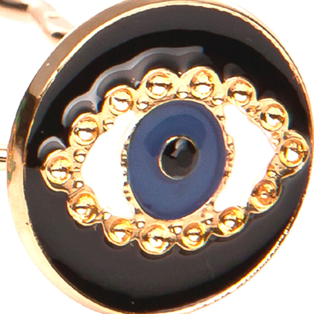Dana Levy Enamel Evil Eye Charm Hair Pin - Detail Black