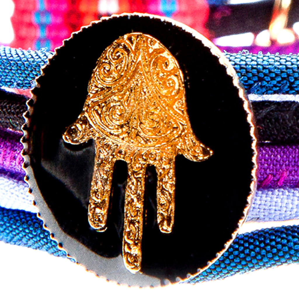 Dana Levy Hamsa Hand Lucky Charm Pompom Bracelet - Black Detail