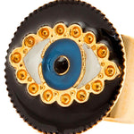 Dana Levy Enamel Evil Eye Charm Ring - Black Detail