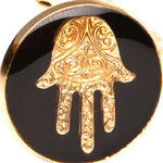 Dana Levy Enamel Hamsa Hand Charm Hair Pin - Detail Black
