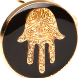 Dana Levy Enamel Hamsa Hand Charm Hair Pin - Detail Black