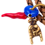 Dana Levy Cornicello Mano Hand Evil Eye Double Leather Braid Bracelet - Detail