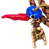 Dana Levy Cornicello Mano Hand Evil Eye Double Leather Braid Bracelet - Detail