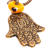 Dana Levy Deco Hamsa Hand Evil Eye Ball Chain Necklace - Detail of Antique Gold