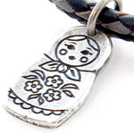 Dana Levy Matryoshka Russian Doll Charm Double Leather Braid Bracelet - Detail