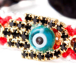 Dana Levy Multicolour Diamante Hamsa Hand Lucky Charm Friendship Bracelet - Detail Jet Black