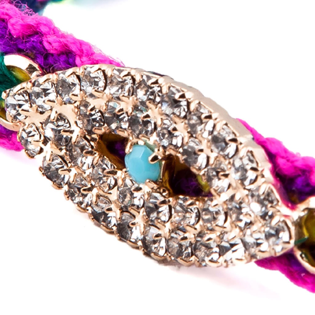 Dana Levy Double Diamante Evil Eye Charm Friendship Bracelet - Detail