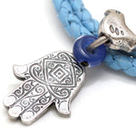 Dana Levy Dove Evil Eye Hamsa Hand Double Leather Braid Bracelet - Detail