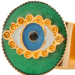 Dana Levy Enamel Evil Eye Charm Ring - Emerald